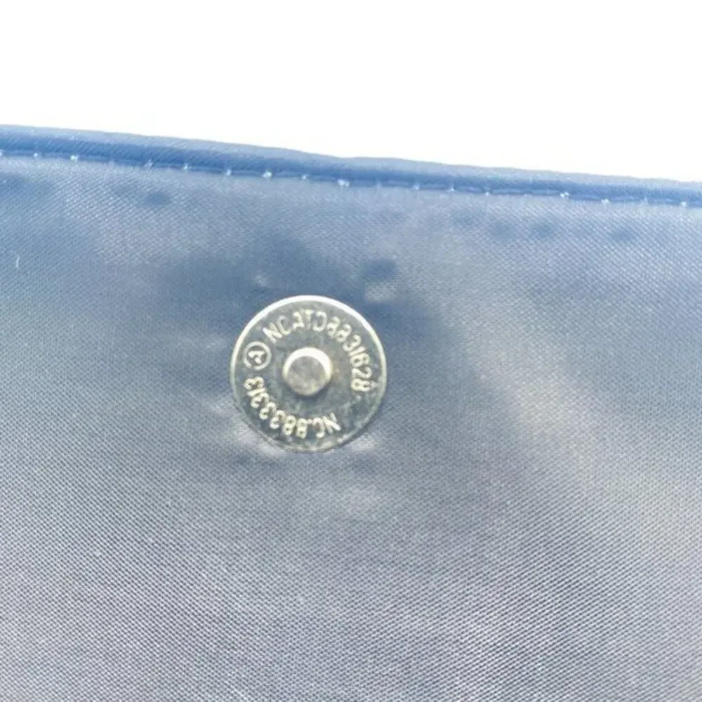 Lancome Silver Metallic Woven Fold-Over Magnetic Snap Button Clutch Wallet Purse